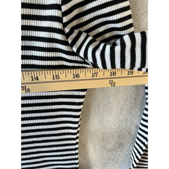 Free People Dress Women's L Midi Striped Black Long Sleeve Fitted Sheath - Picture 6 of 7